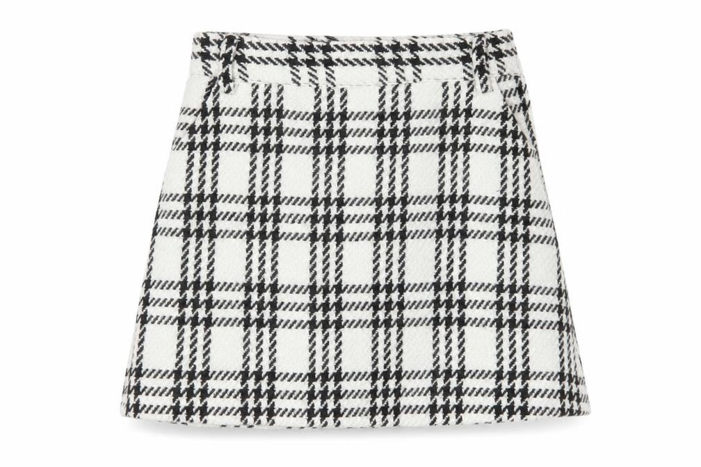 Lost Ink Women's White Check Skirt L
