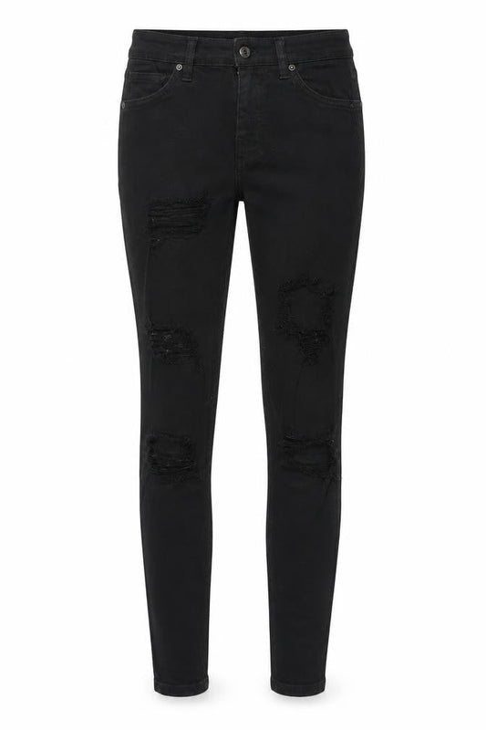 Topshop Women's Black Skinny Distressed Jeans Size 8