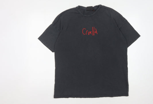 Disney Cruella T-Shirt, Unisex Black S, Embroidered Movie