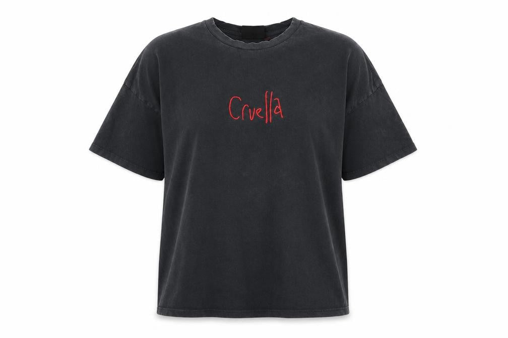 Disney Cruella T-Shirt, Unisex Black S, Embroidered Movie