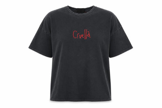 Disney Cruella T-Shirt, Unisex Black S, Embroidered Movie