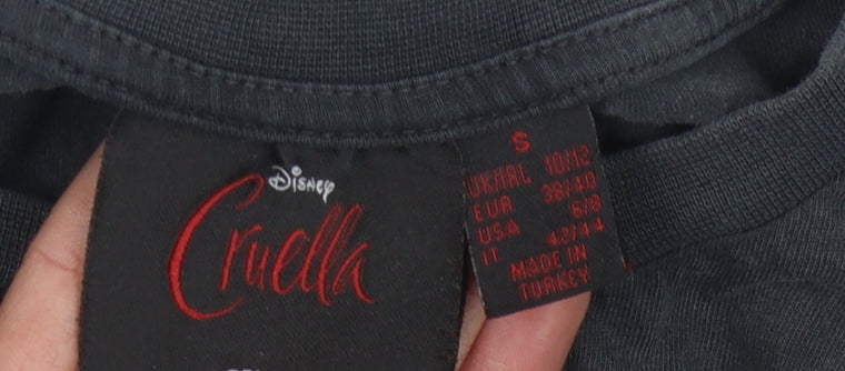 Disney Cruella T-Shirt, Unisex Black S, Embroidered Movie