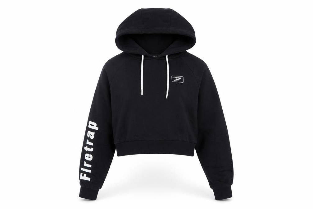 Firetrap Girls Black Hoodie with Logo, Size S