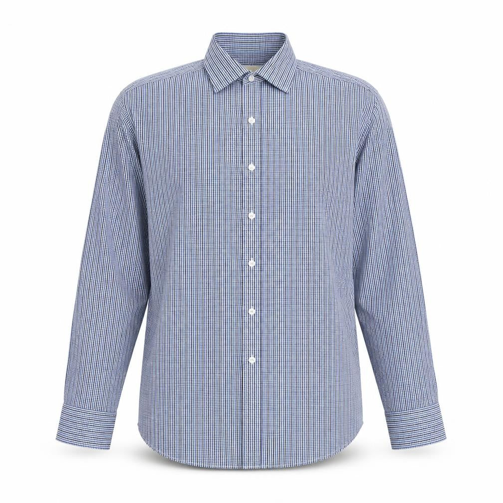 Michael Kors Men’s Slim-Fit Blue Check Shirt