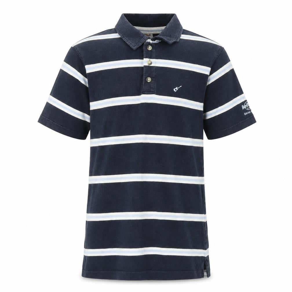 Hard Rock Cafe Men's Black Striped Polo Shirt S