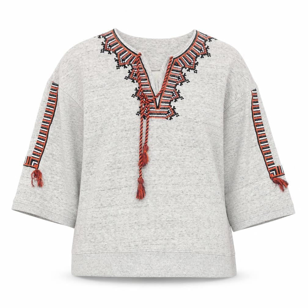 Whistles Women's Grey Sweatshirt, Size S, Embroidered Detail