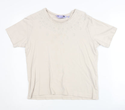 Additional front view of Honor Millburn Women's Beige Cotton T-Shirt M