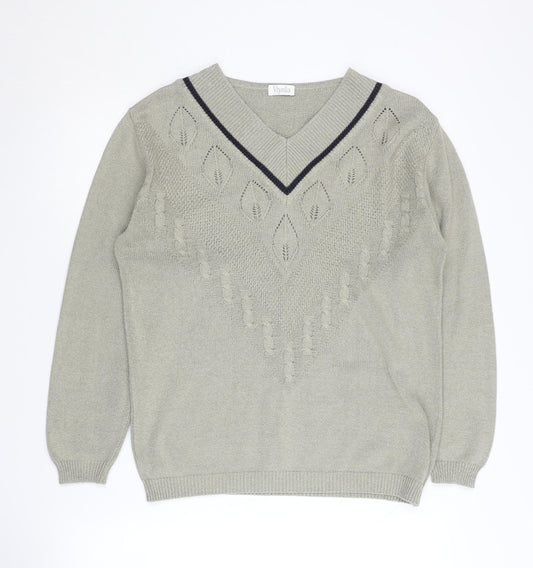 Viyella Women's Grey V-Neck Pullover Jumper S/M