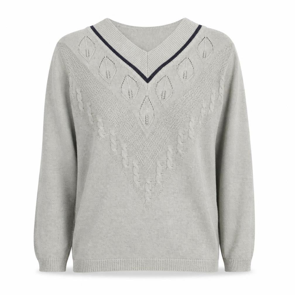 Viyella Women's Grey V-Neck Pullover Jumper S/M