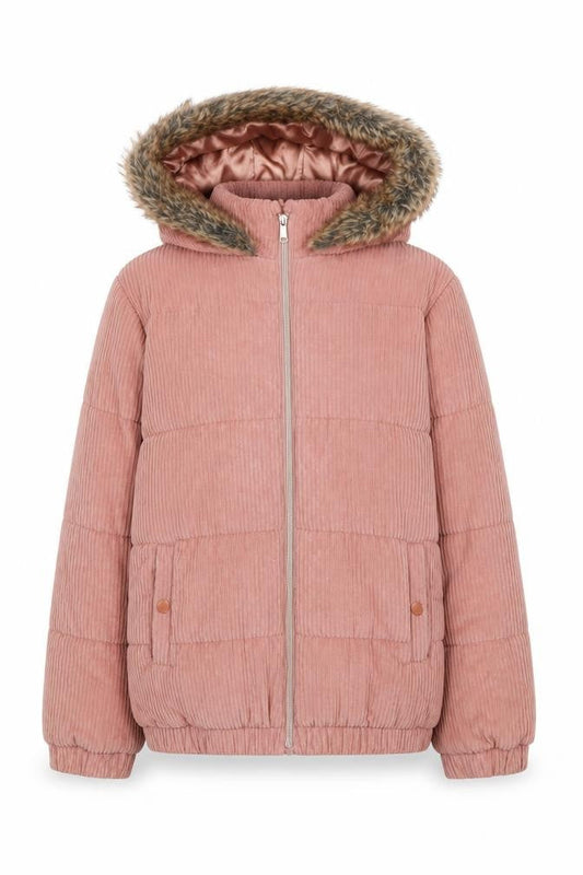 Firetrap Girls Pink Puffer Jacket 13 Years Corduroy Hooded