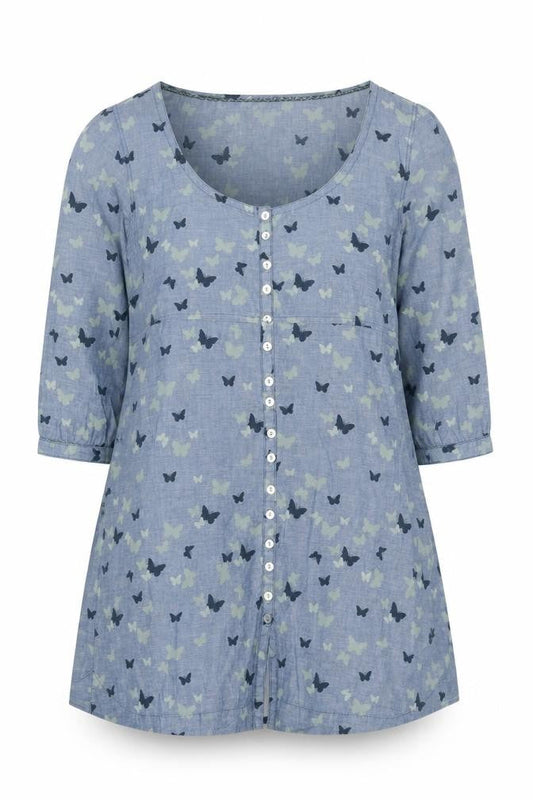 White Stuff Women's Blue Animal Print Shirt Dress 12