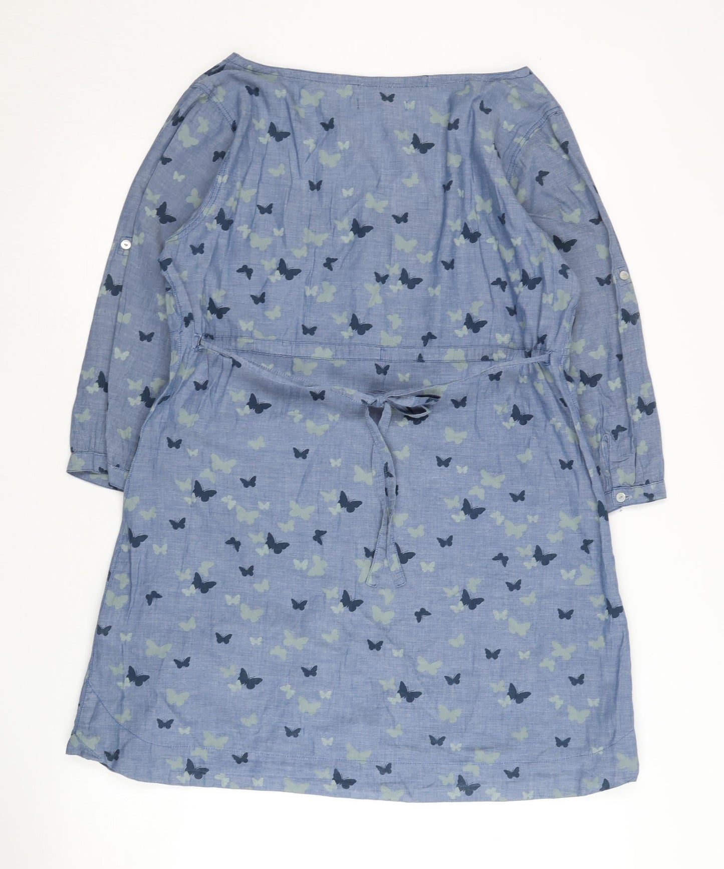 White Stuff Women's Blue Animal Print Shirt Dress 12