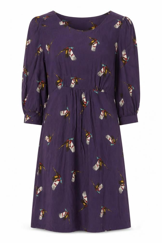 Joules Women's Purple Viscose Dress - Size 6