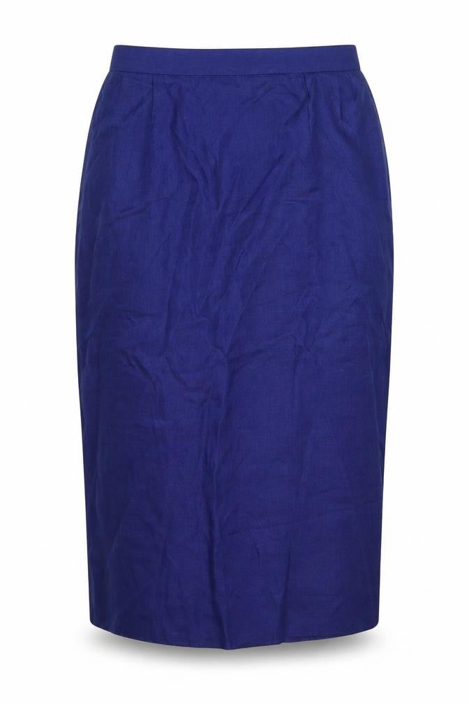 Jaeger Women's Blue Pencil Skirt, UK 12, 100% Flax