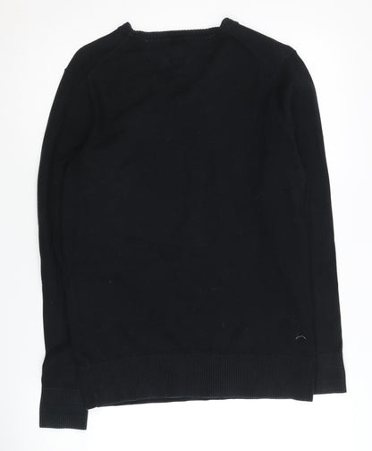 Back view of Hilfiger Denim Men's Black V-Neck jumper S