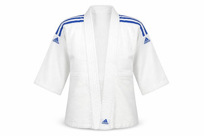 Front view of Adidas boys’ white martial arts jacket 4-5 years