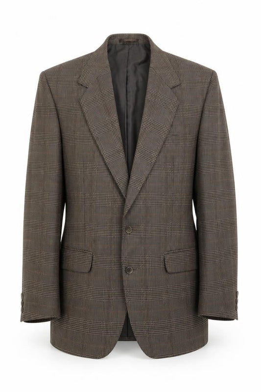 Centaur Men's Brown Check Blazer, Size 40, Regular Fit