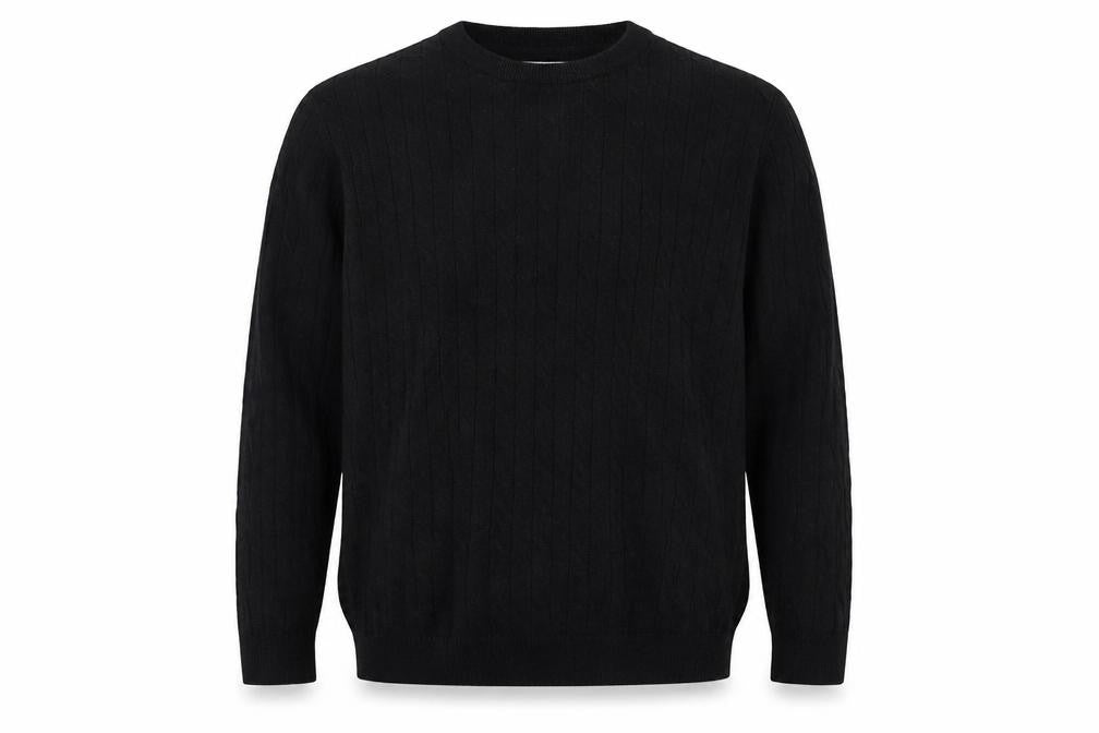 Racing Green Mens Black Cable Knit Pullover Jumper L