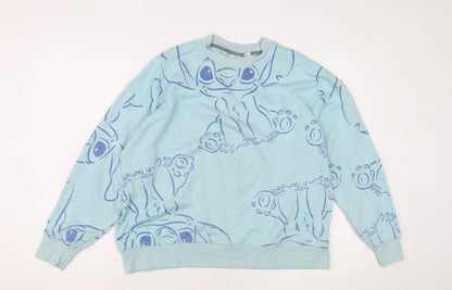 Preloved Disney Women's Blue Stitch Sweatshirt, M, Casual - Front