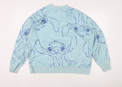 Preloved Disney Women's Blue Stitch Sweatshirt, M, Casual - Back