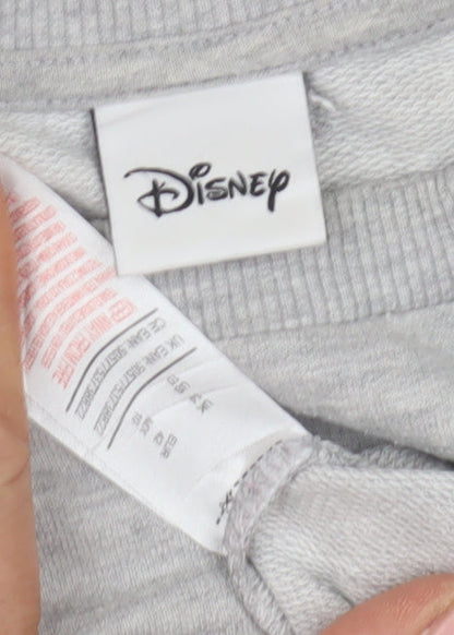 Preloved Disney Unisex Grey Mickey Long Sleeve T-Shirt Size 14 - Detail
