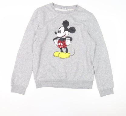 Preloved Disney Women's XS Grey Mickey Mouse Pullover Sweatshirt - Front