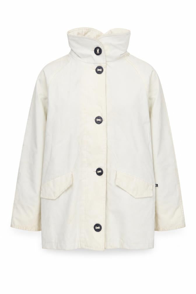 mât de misaine Women's White Cotton Mid-Length Coat