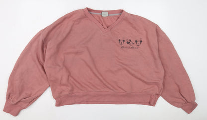 Preloved Disney Women's Pink Sweatshirt 2XL with Minnie Mouse - Front