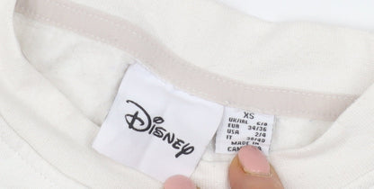 Preloved Disney White Women's XS Pullover Sweatshirt - Detail