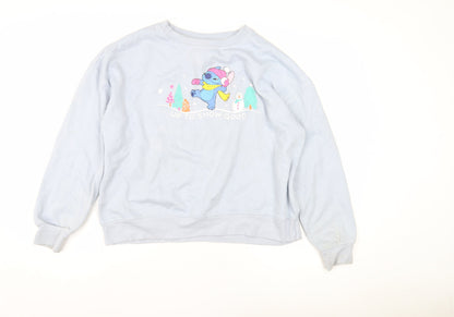 Preloved Disney Women's Blue Pullover Sweatshirt M - Front