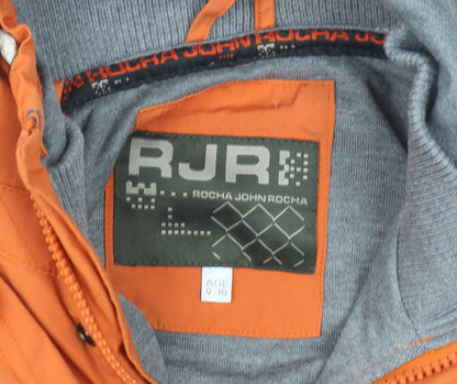 Close-up detail of RJR.John Rocha boys’ orange anorak jacket 9-10 years