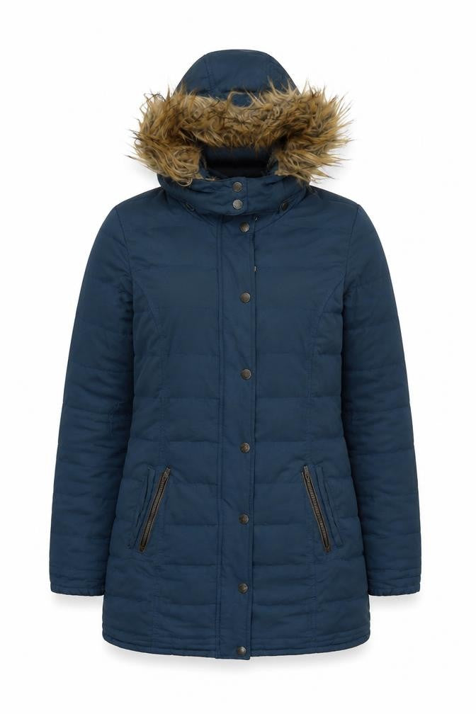 FatFace Women's Blue Hooded Puffer Coat Size 10