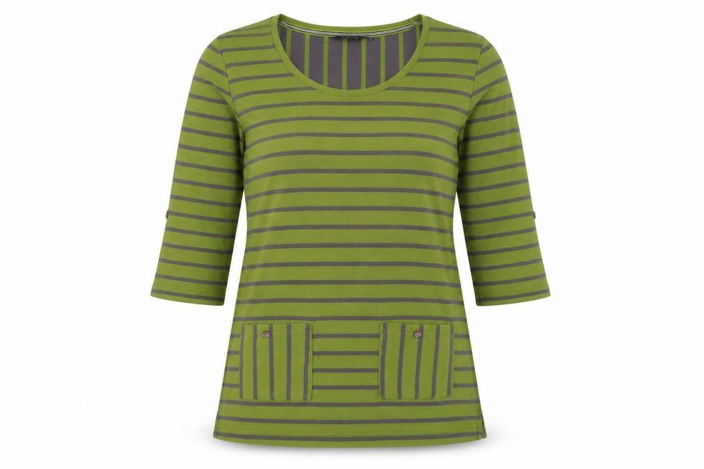 Alexara Women's Green Striped Jersey Top, Size 12