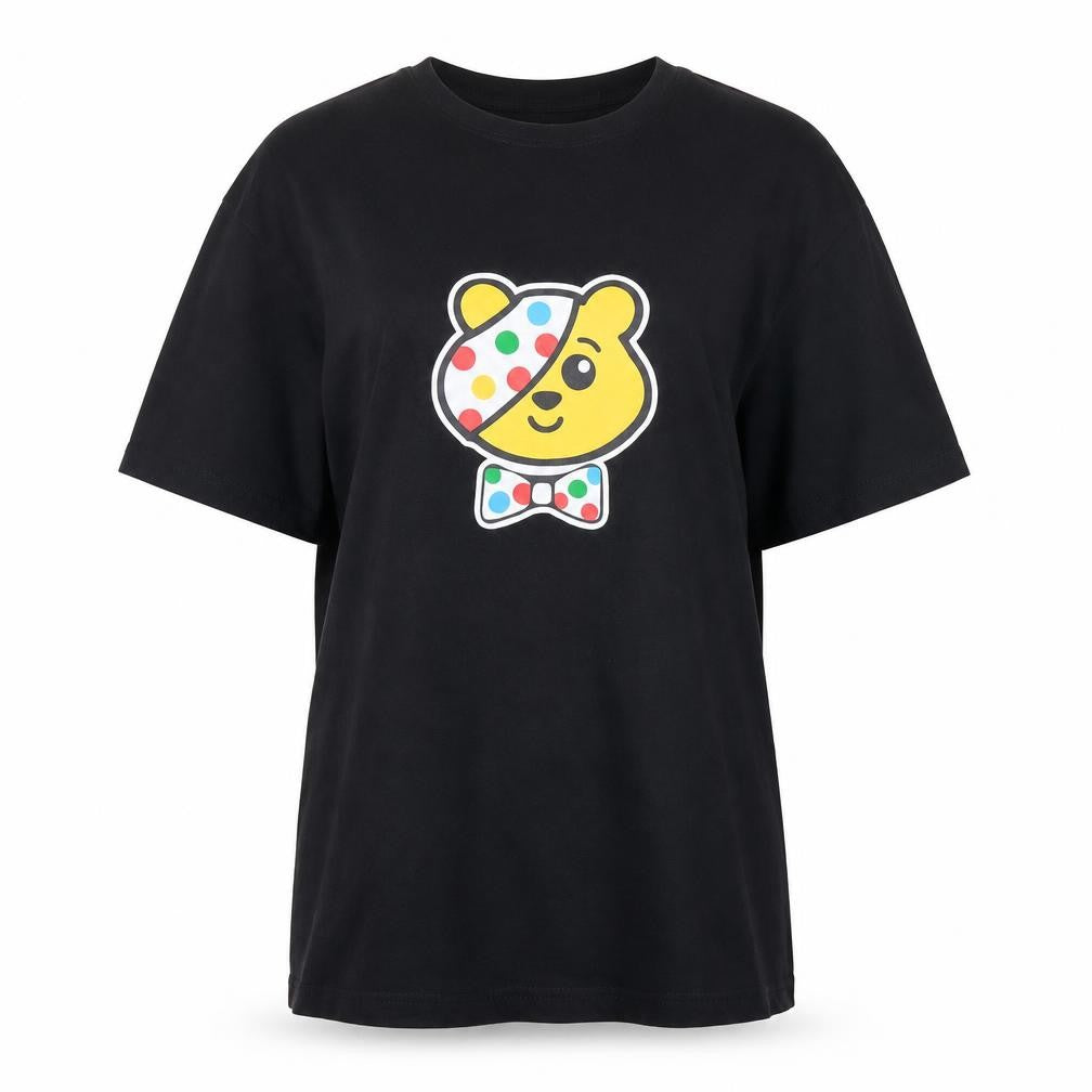 Cartoon Bear Black T-Shirt for Teens Size 14