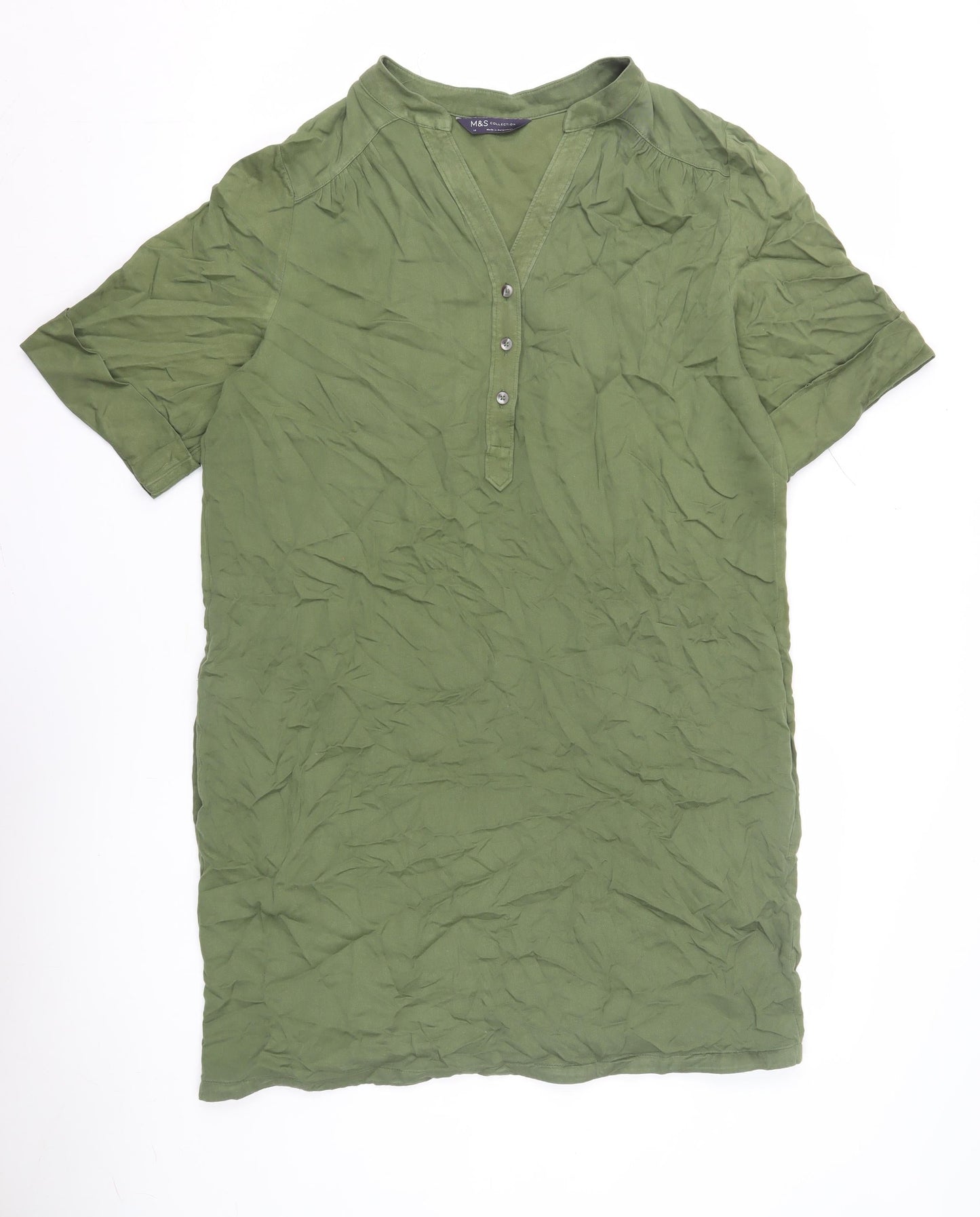 Marks and Spencer Green Henley Shirt Dress Women Size 14