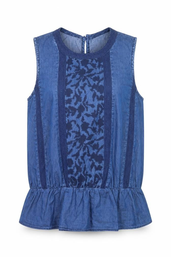 Gap Women's Blue Tunic Blouse M Sleeveless Denim