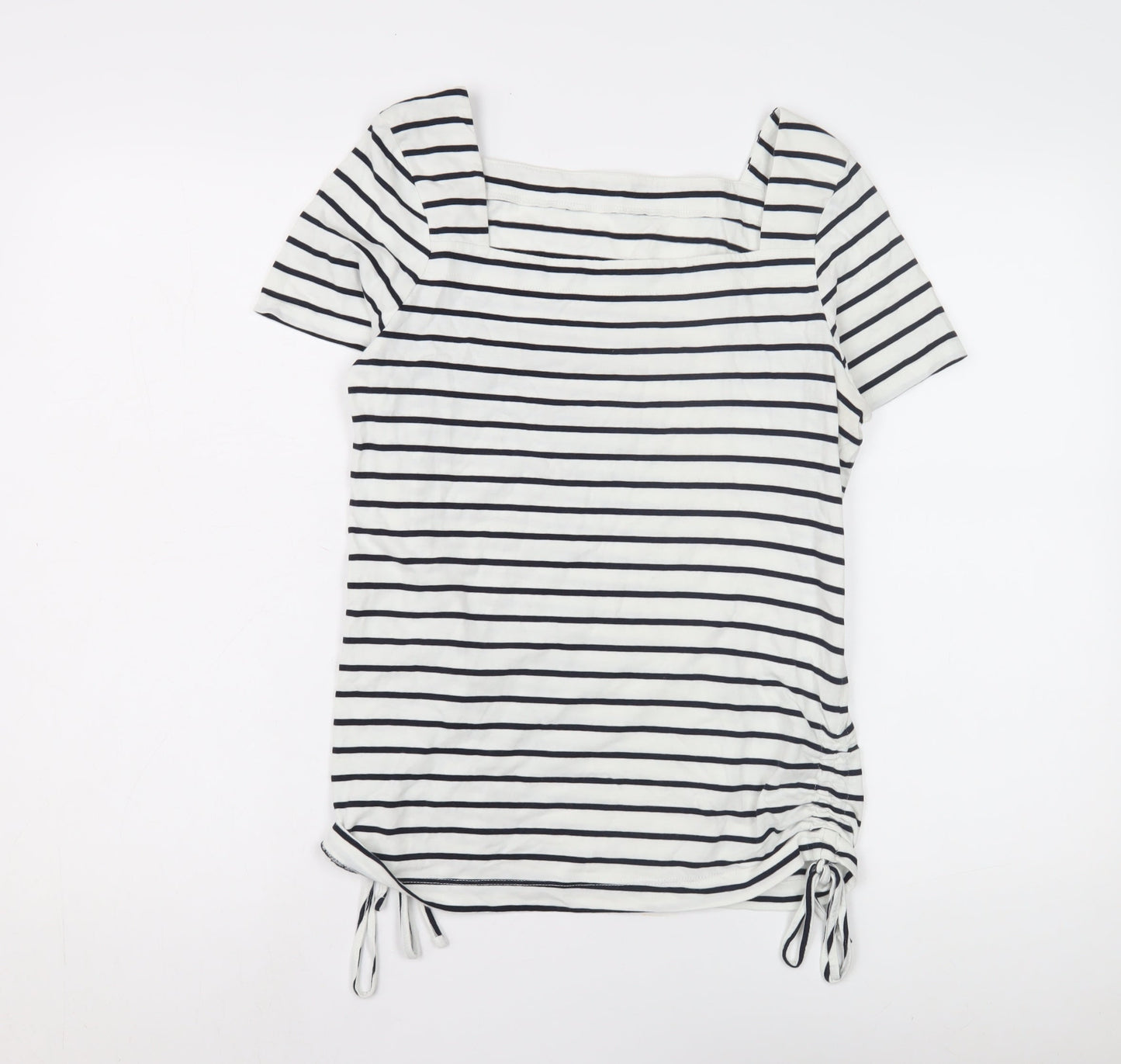 Next Women's White Striped Top - Size 10, Square Neck