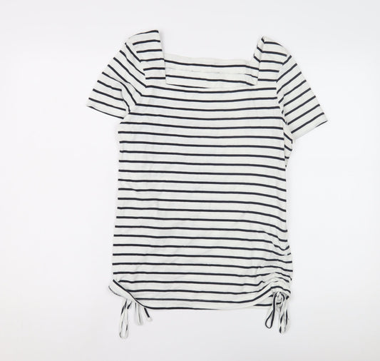 Next Women's White Striped Top - Size 10, Square Neck