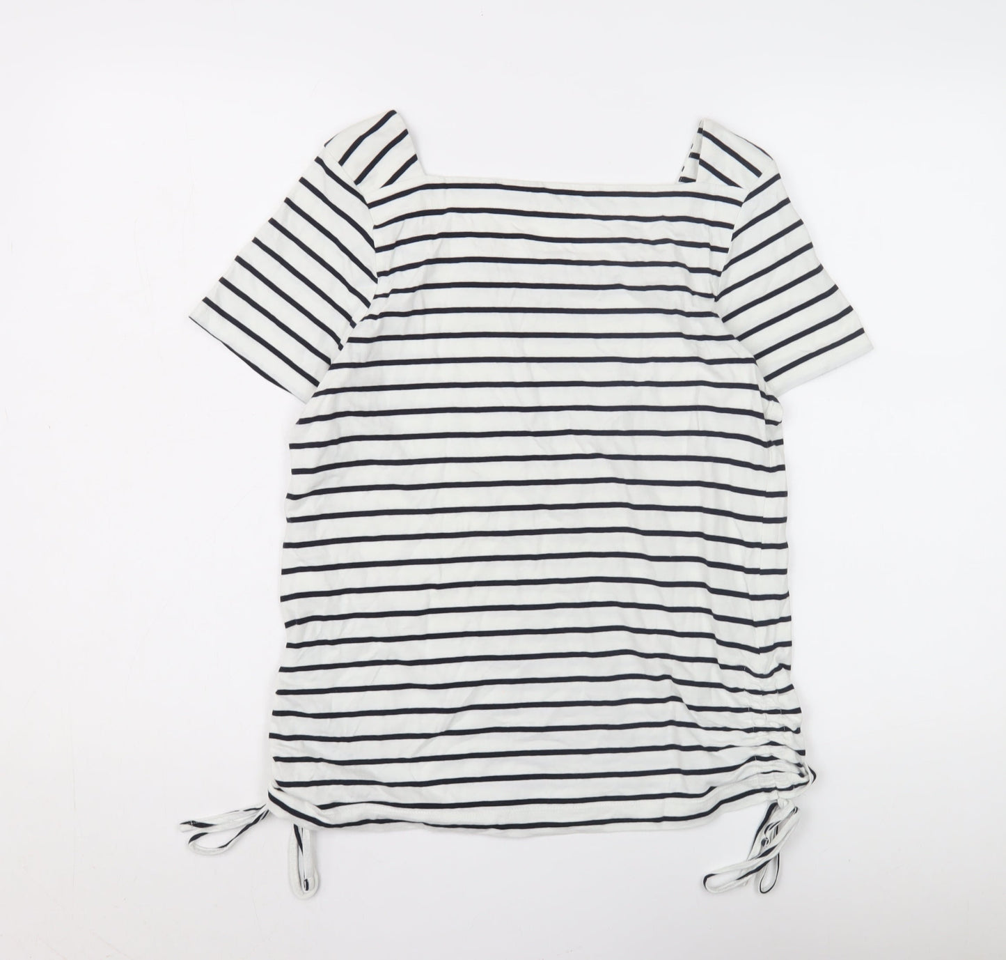 Next Women's White Striped Top - Size 10, Square Neck