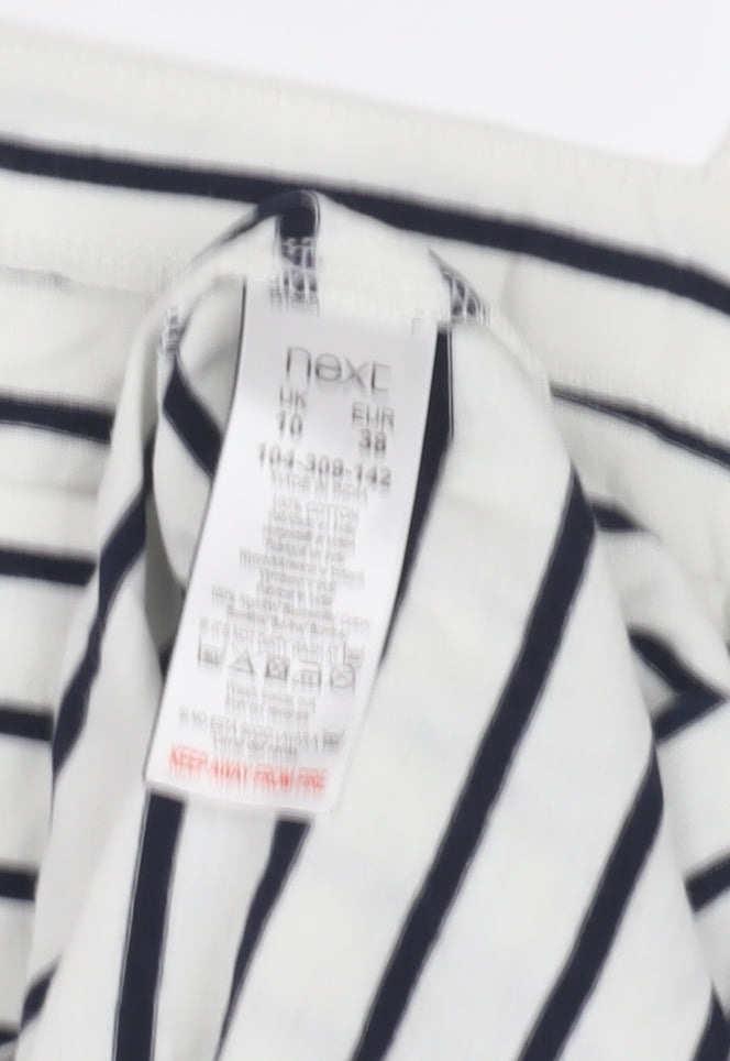 Next Women's White Striped Top - Size 10, Square Neck
