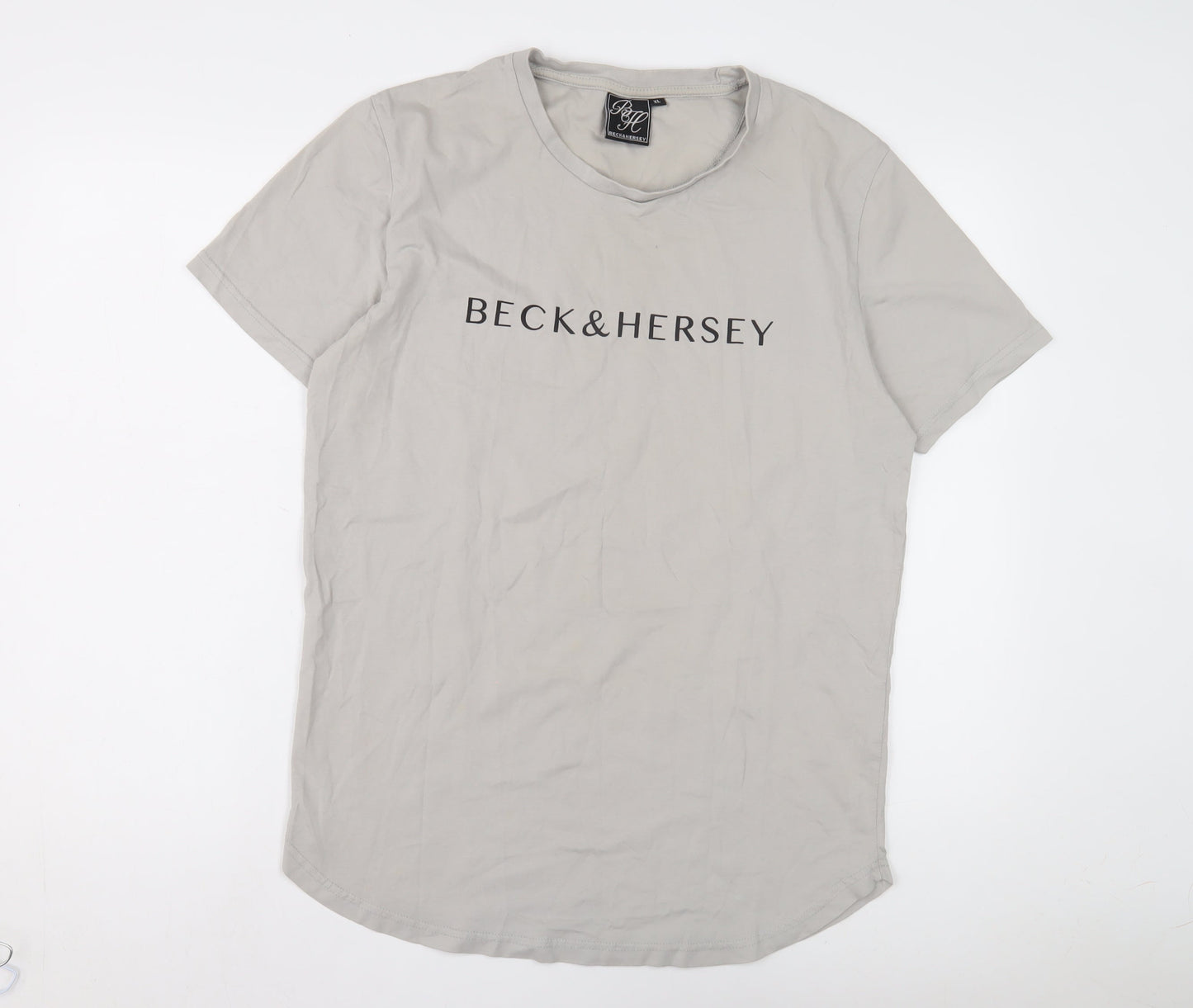 Beck & Hersey Men's Grey Cotton T-Shirt XL Short Sleeve