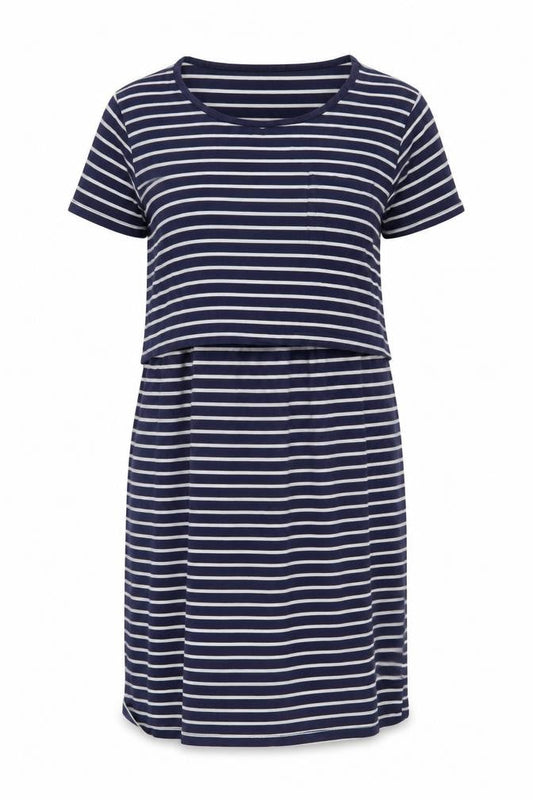 Blue Striped T-Shirt Dress, Women's Medium, Casual