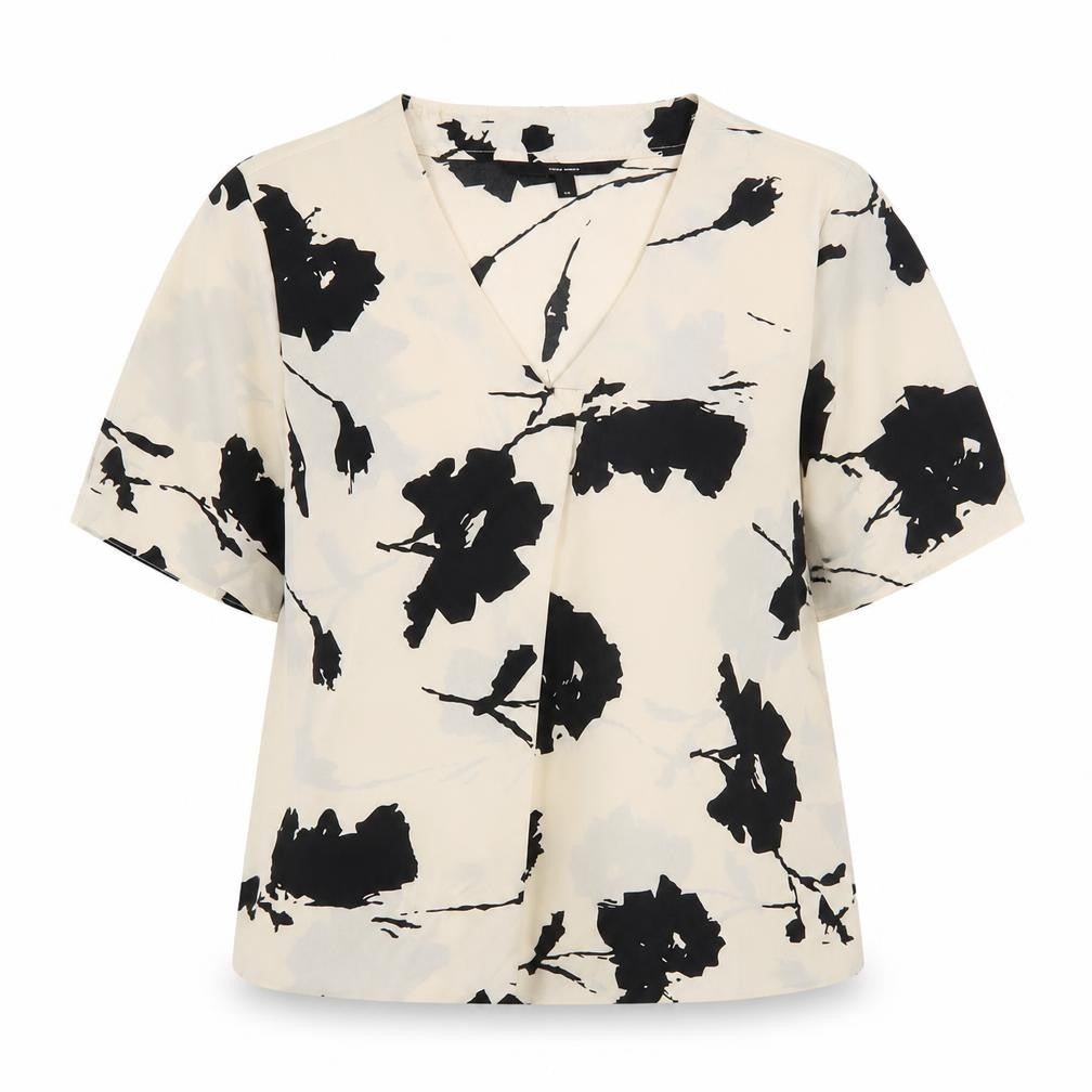 Vero Moda Women's Black Floral Blouse M Short Sleeve