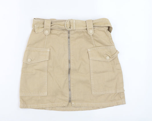 Topshop Women's Beige Cargo Skirt Size 6