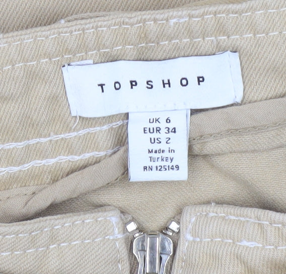 Topshop Women's Beige Cargo Skirt Size 6