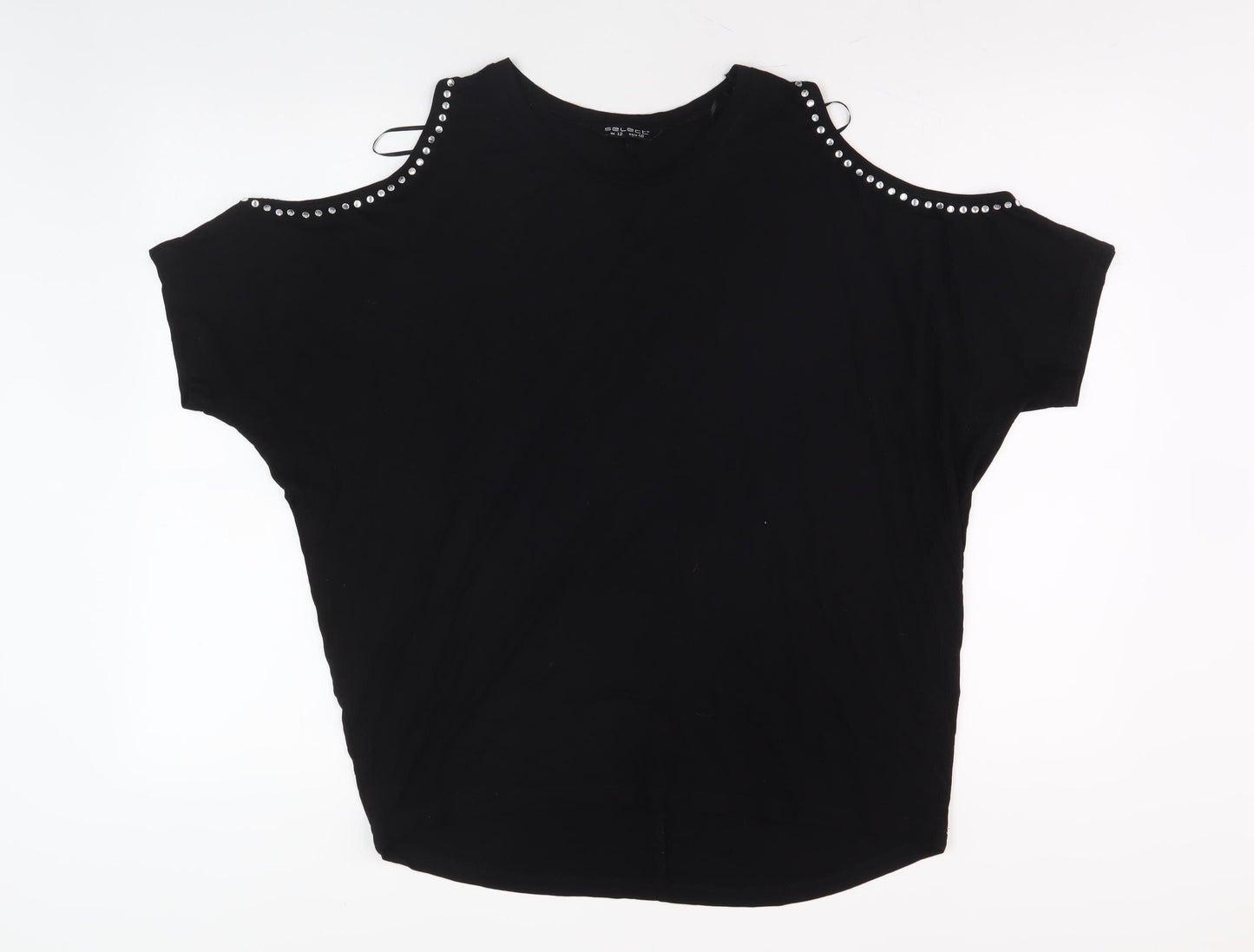 Select Women's Black Cold Shoulder T-Shirt Size 12
