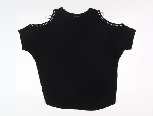Select Women's Black Cold Shoulder T-Shirt Size 12