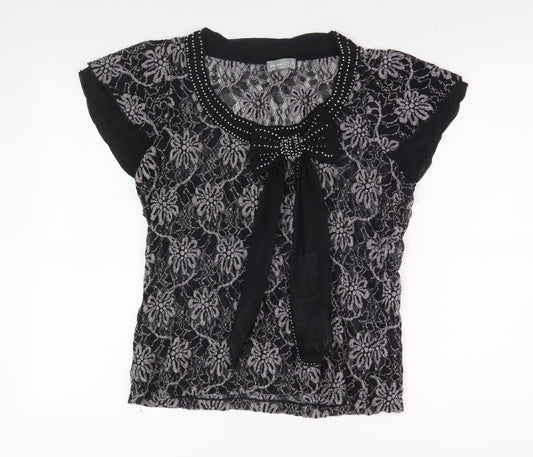 Per Una Women’s Black Lace Floral Blouse Size 16