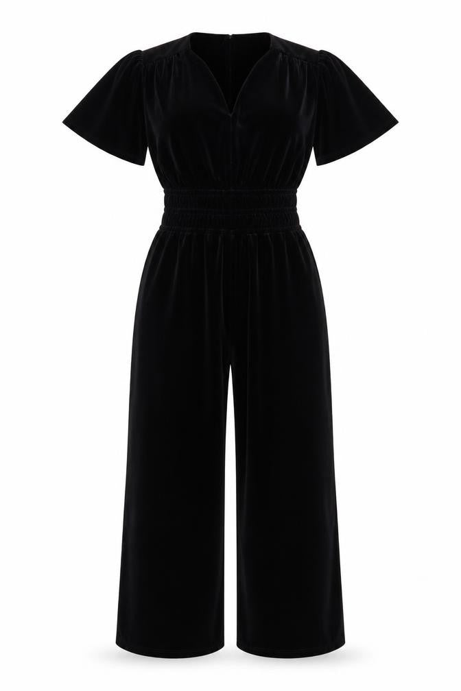Editor's Cut Black Velvet Jumpsuit, Size 10, Women's Party Wear