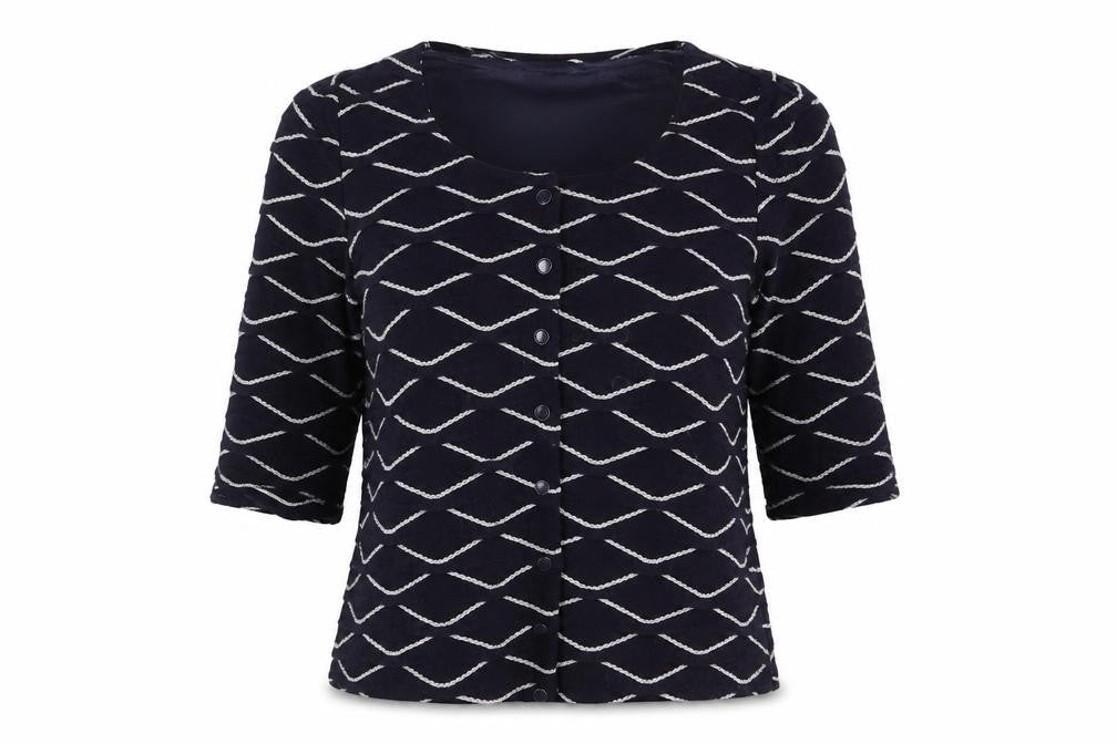 Alexon Women's Blue Button-Up Geometric Top M